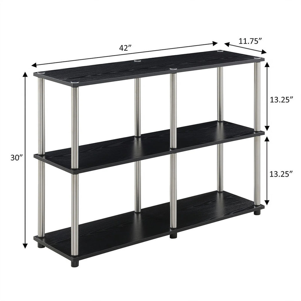 Black Wood Console Table with Shelves B4645