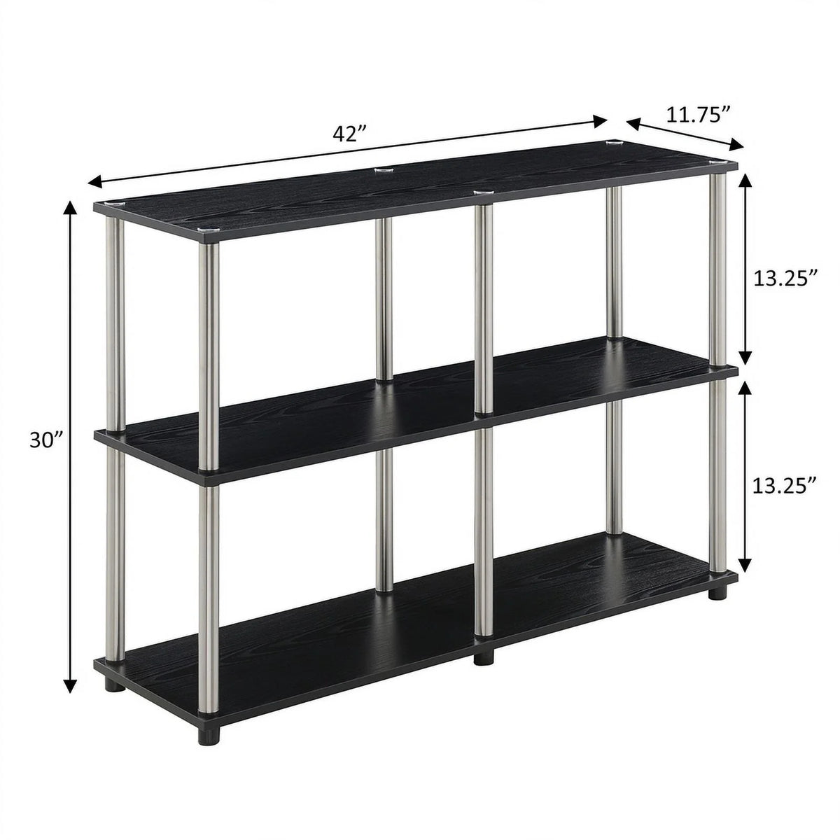 Black Wood Console Table with Shelves B4645