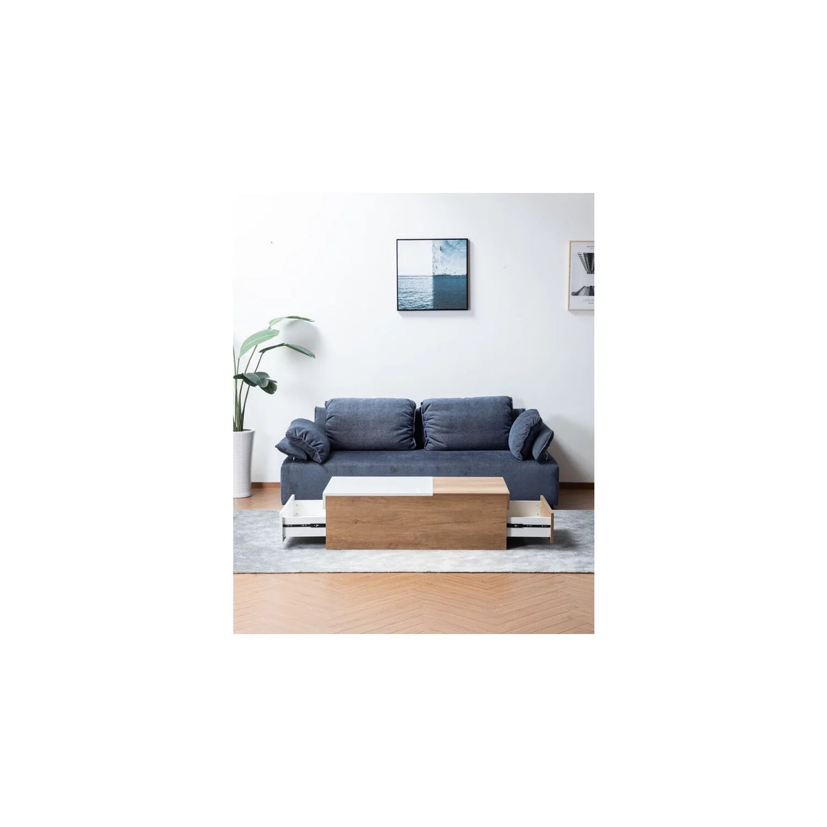 Light Brown Engineered Wood Coffee Table with Hidden Compartments R313