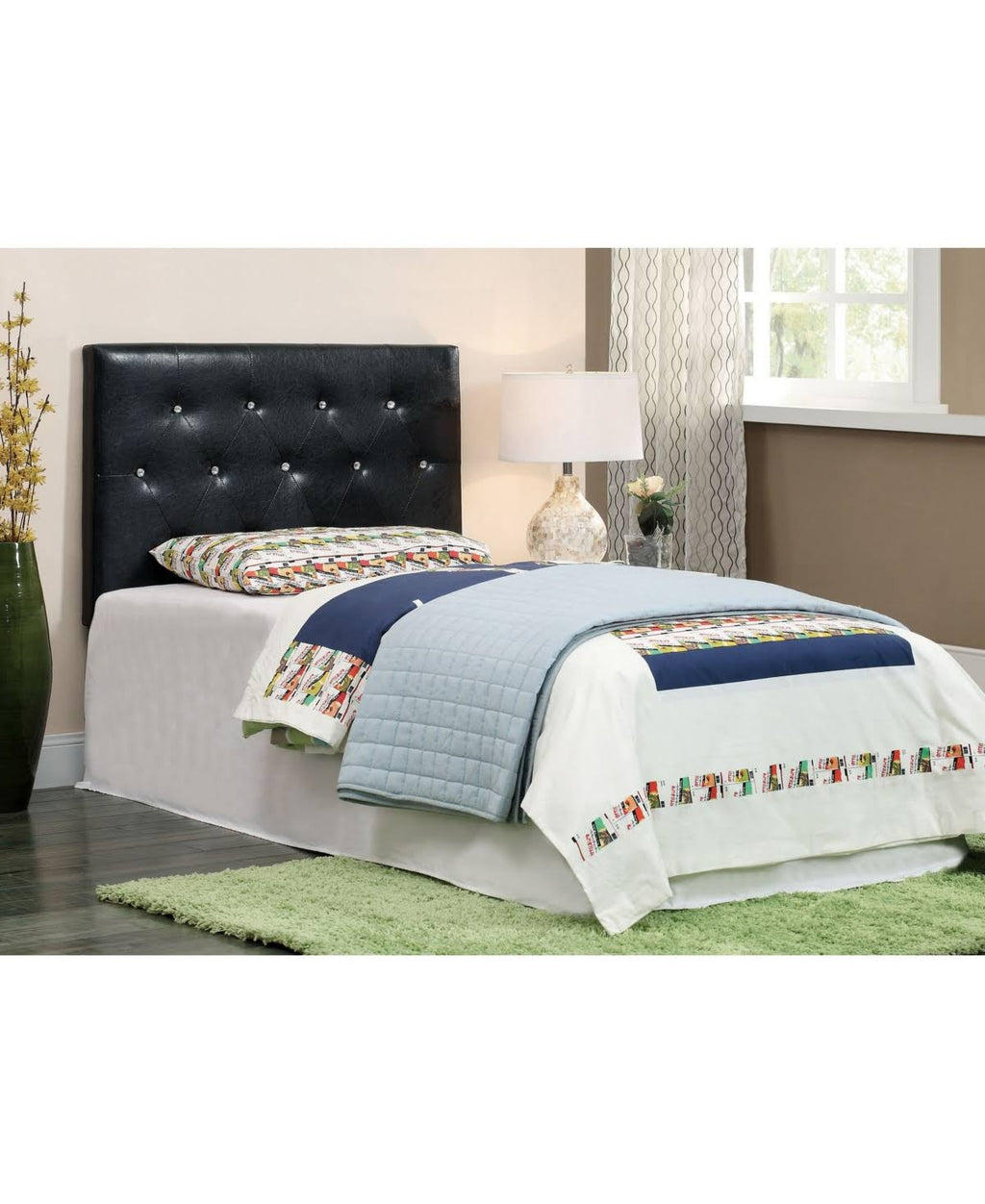 Twin Tufted Leather Headboard I94119