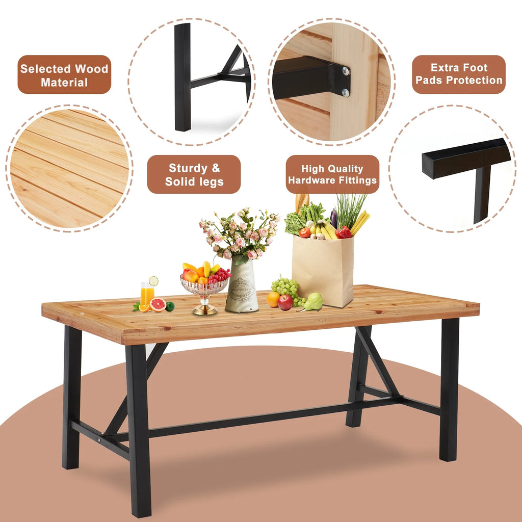 Wooden Picnic Table with Iron Legs A21273