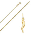 14k Yellow Gold Cornicello Pendant with Box Link Chain Necklace I658653