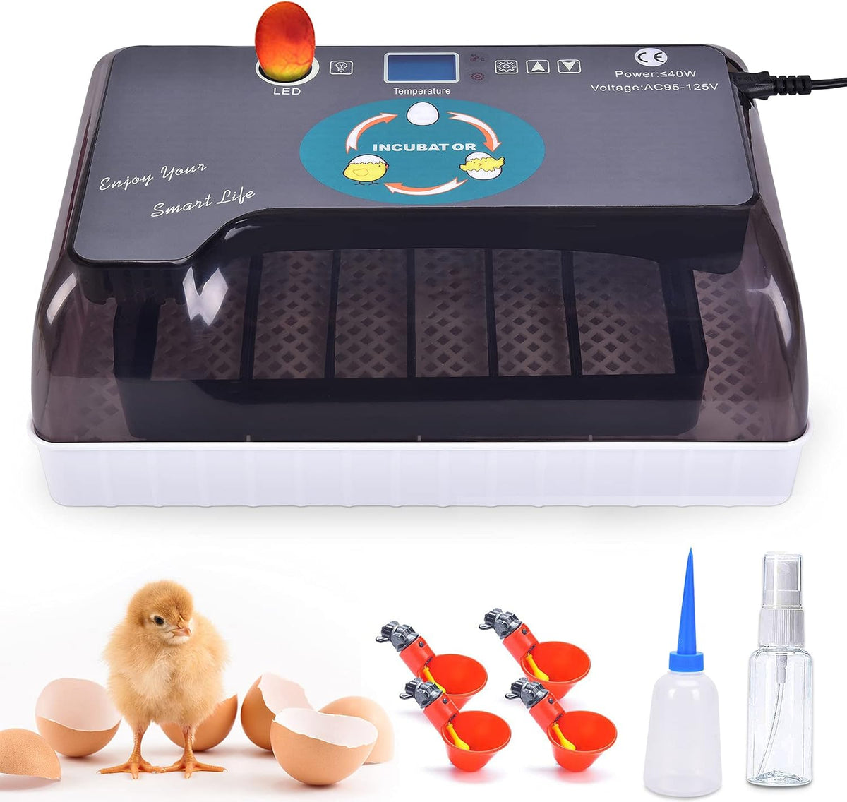 9-35 Digital Egg Incubator with Fully Automatic Turner, Humidity Control LED Candler Z474