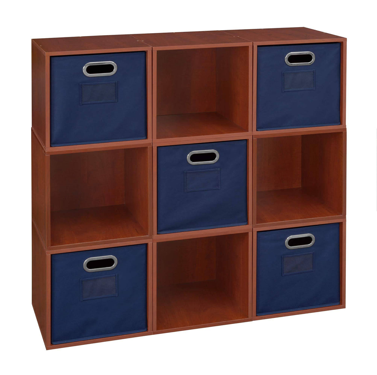 Cherry/Blue 9 Cubes Storage Set with 5 Canvas Bins O1765