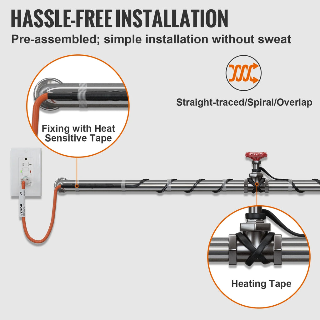 Self-Regulating Pipe Heating Cable, 80-feet 5W/ft Heat Tape, 120V F700