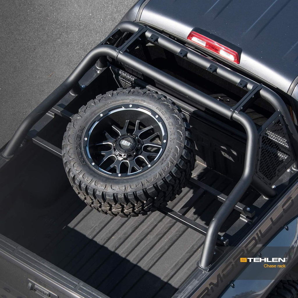 Matte Black Truck Bed Roll Bar with Tire Carrier E327