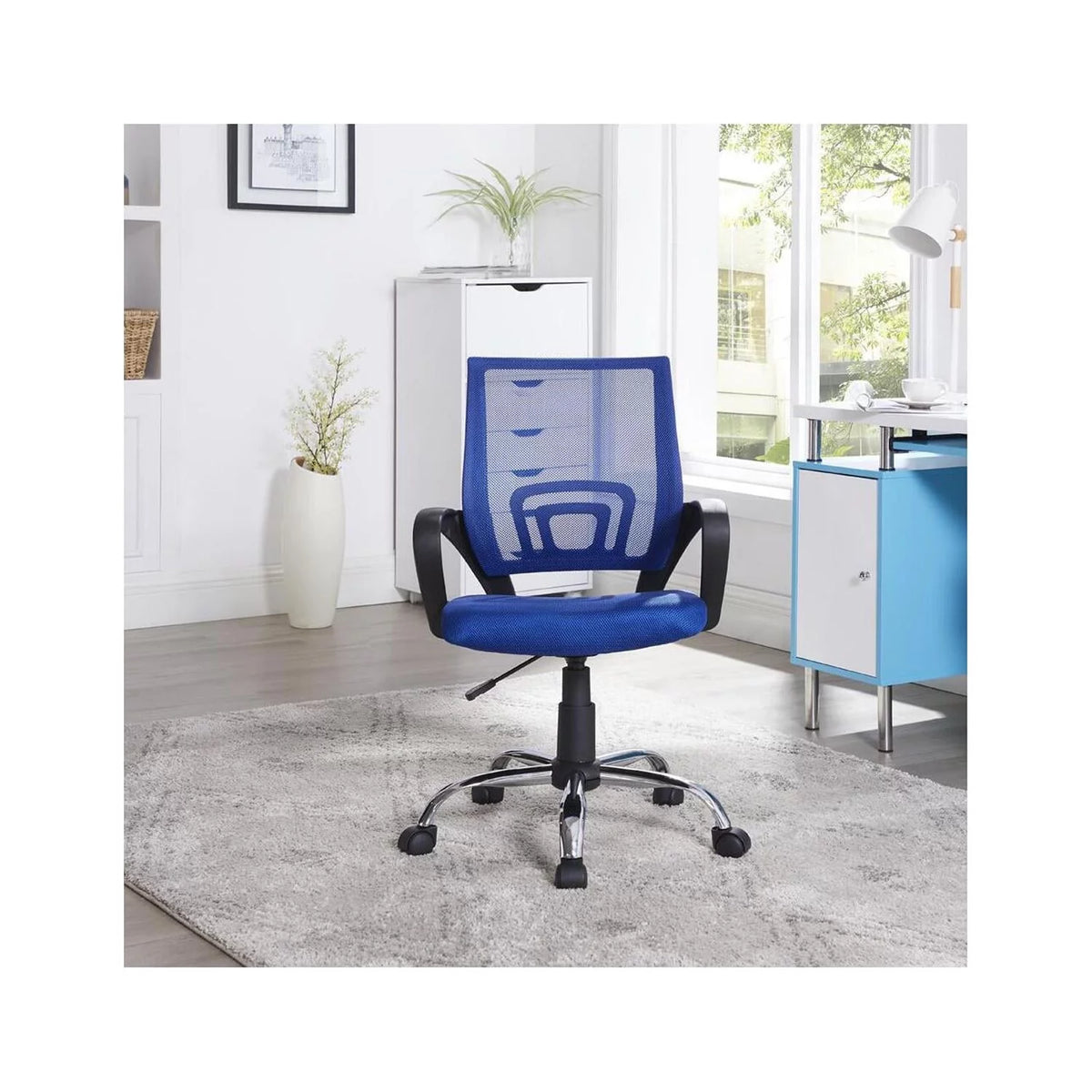 Blue Mesh Adjustable Office Chair with Lumbar Support T389