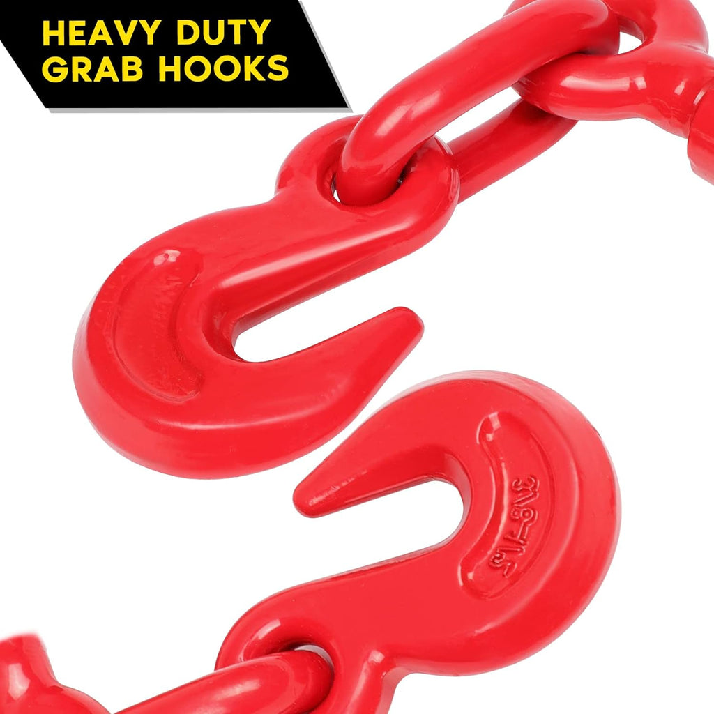 Ratchet Chain Binder 3/8-1/2 Inch, 2 Pack, 9200 LBS Working Load Capacity B193247