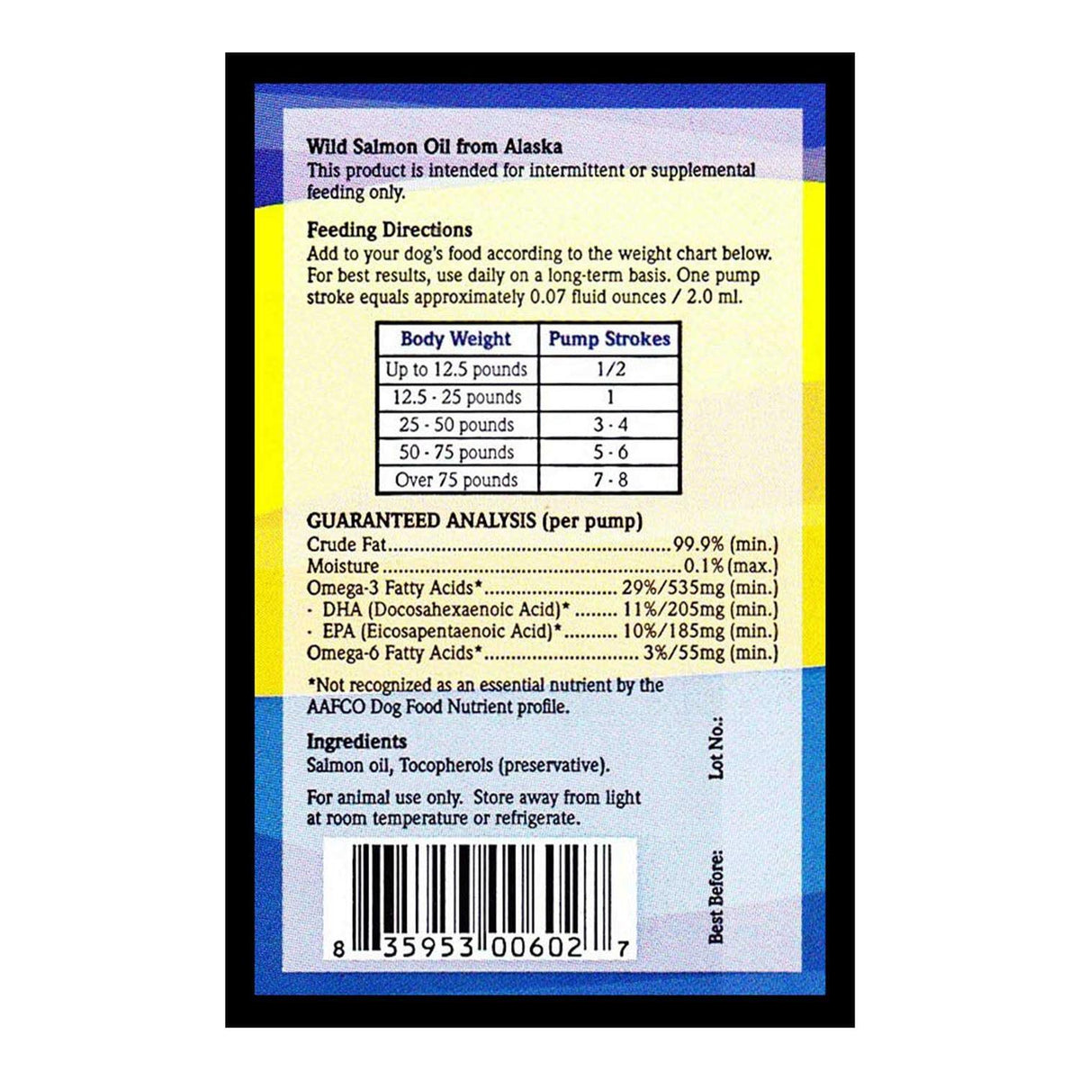 Wild Alaskan Salmon Oil Omega 3 Dog Food Supplement Y9833