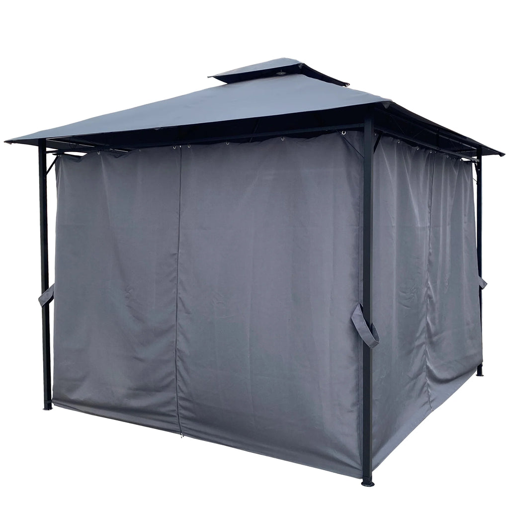 Gray Gazebo Canopy With Curtains Z407964