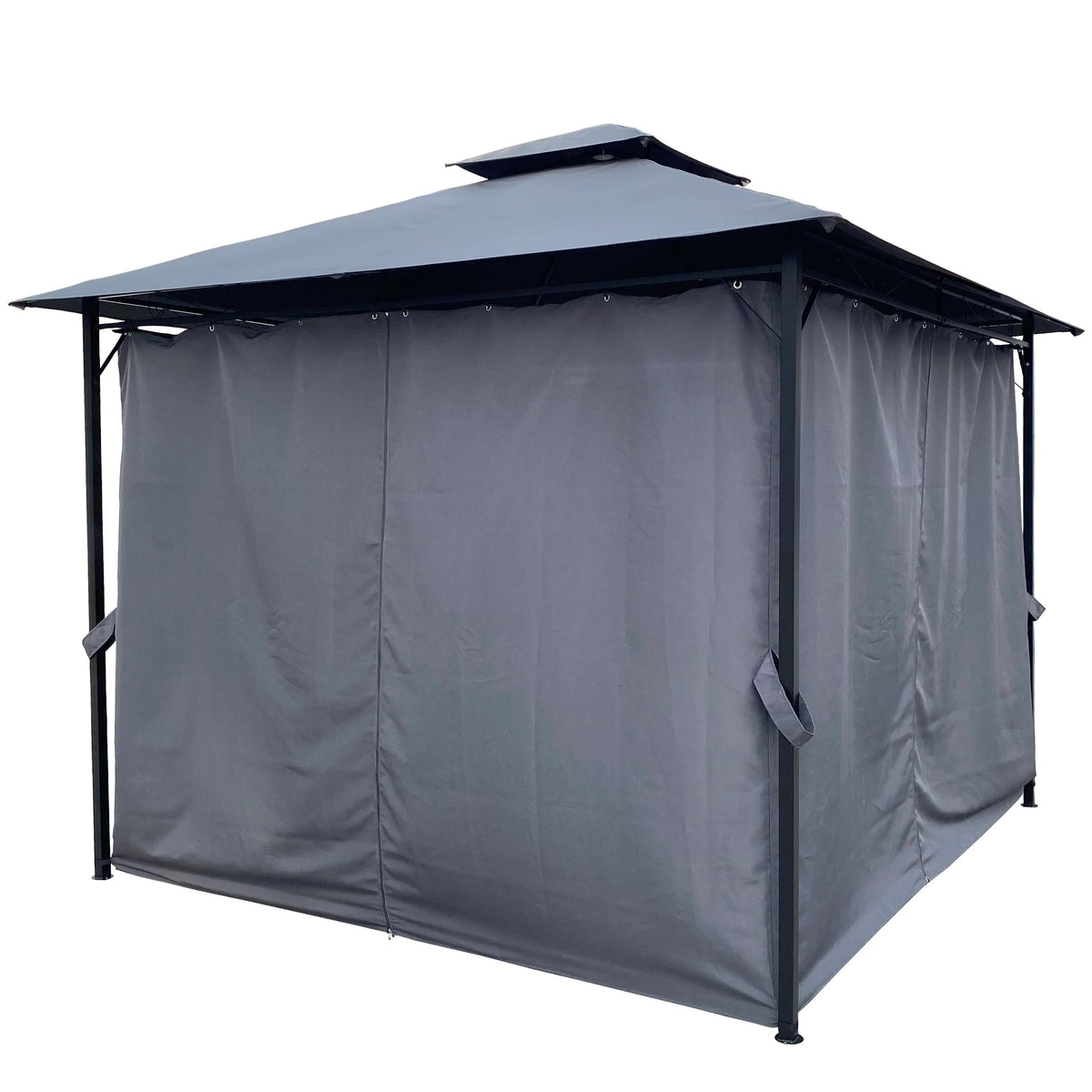 Gray Gazebo Canopy With Curtains Z407964