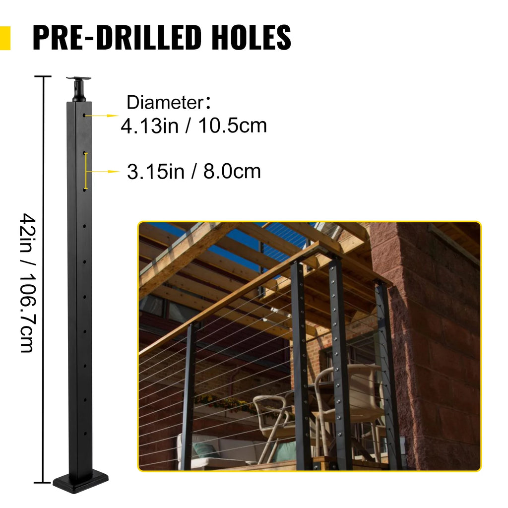 Black Cable Railing Post I2830