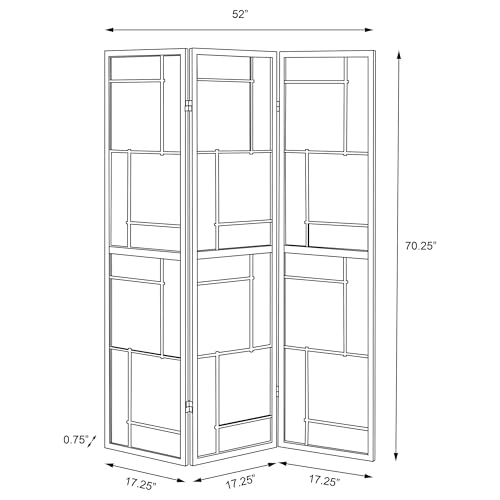 Solid Wood 70-Inch 3-Panel Folding Shoji Screen Room Divider H648