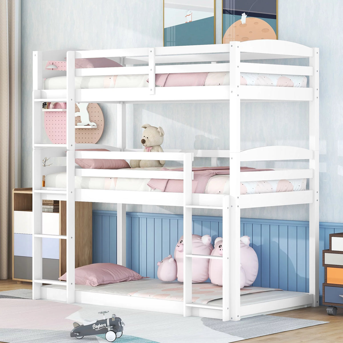 White Triple Bunk Bed G41246