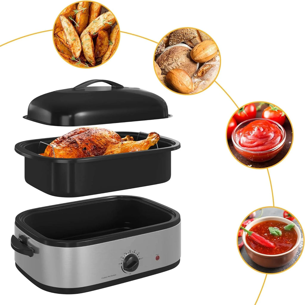 14 Quart Electric Roaster Oven with Self-Basting Lid, Stainless Steel A9117