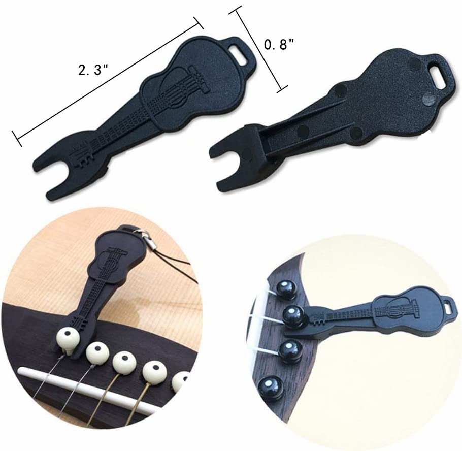 Acoustic Guitar Bone Bridge Saddle with 6pcs Abalone Dot Bridge Pins and Pins Puller D8199