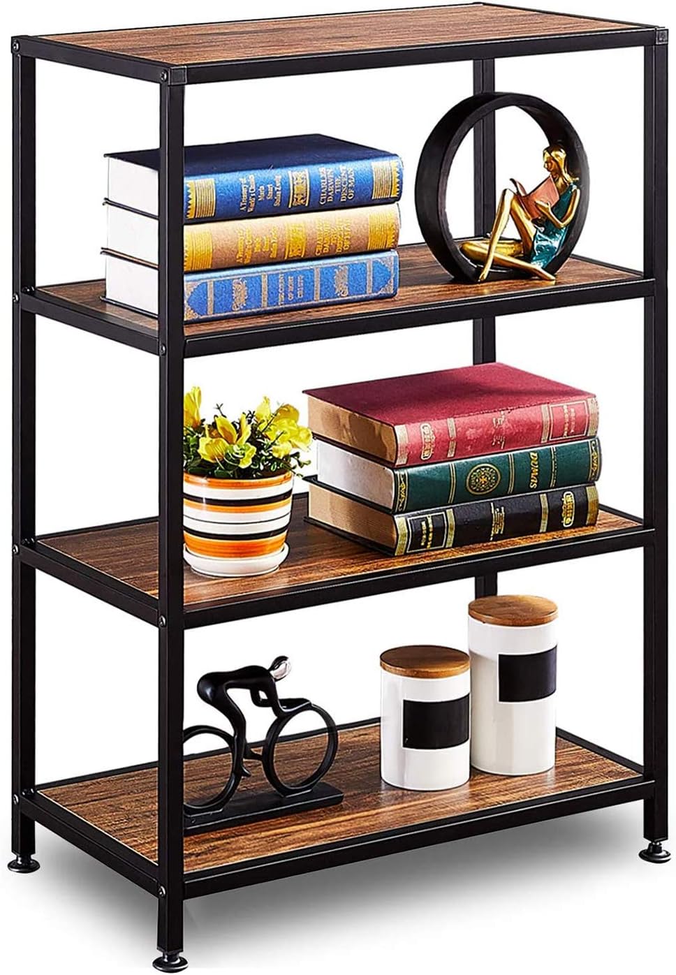 4 Tier Rustic Bookshelf Metal Frame X266524