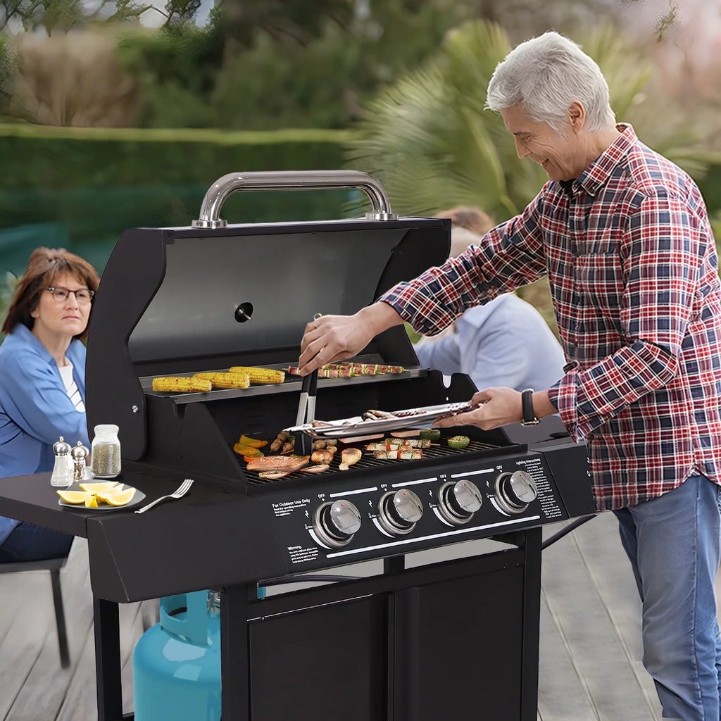 4-Burner Propane Gas Grill with Side Burner V165