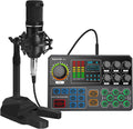 Podcast Equipment Bundle Audio Interface Sound Mixer with 3.5mm Condenser Microphone Stand Set C695