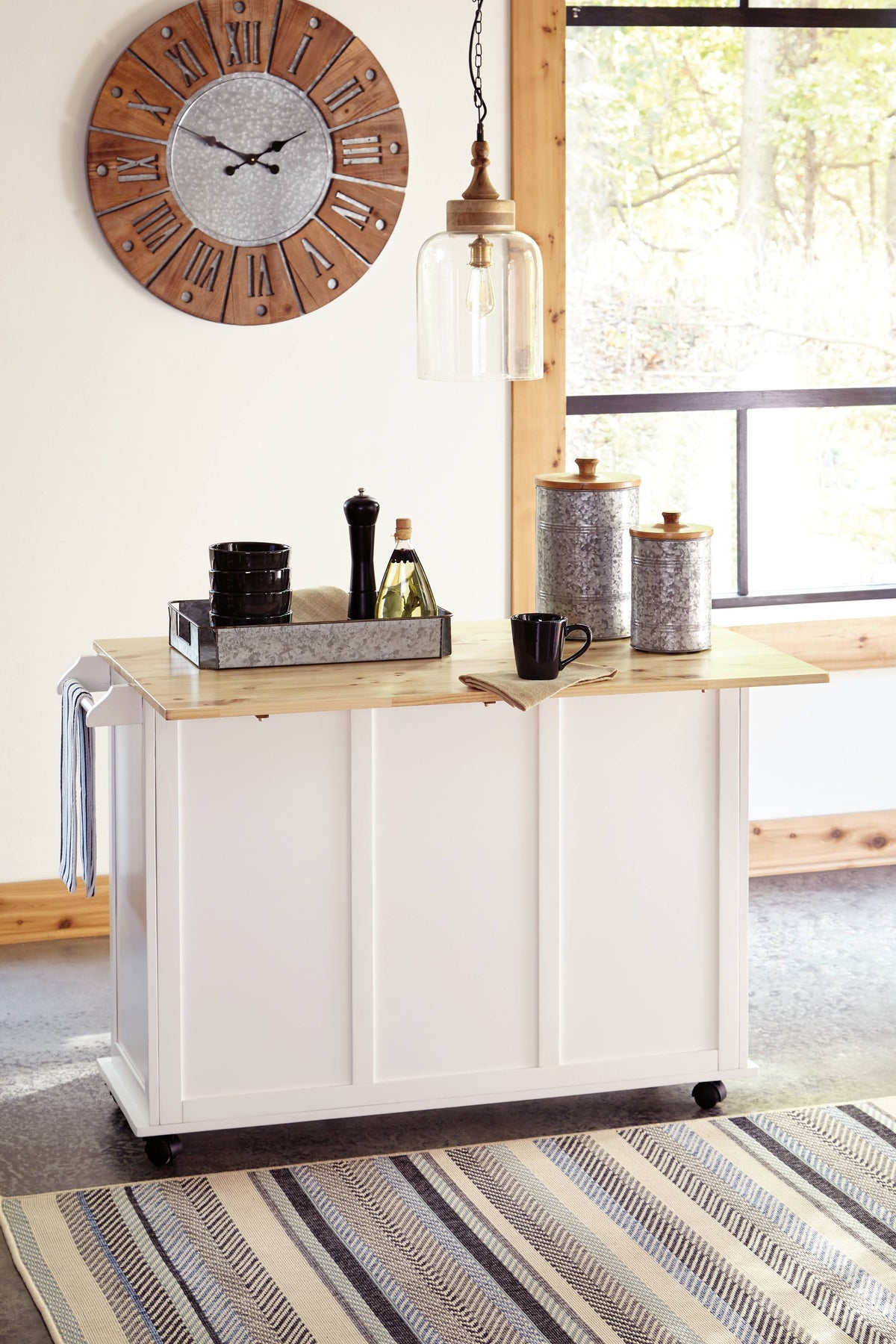 White/Light Brown Kitchen Cart Y76308