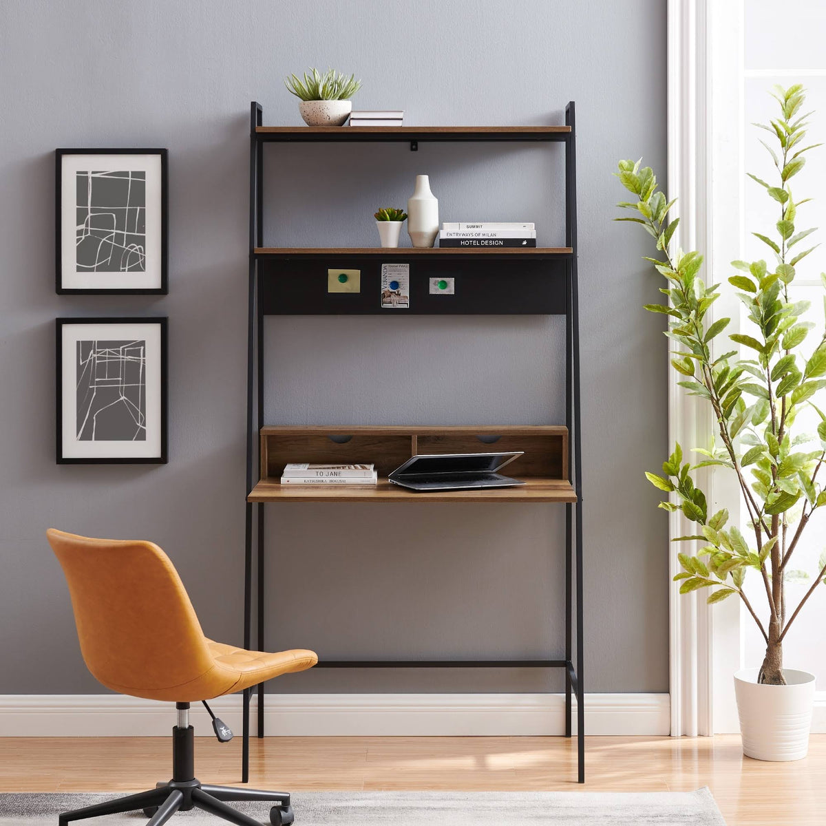 Metal Frame Ladder Shelf Desk C844900