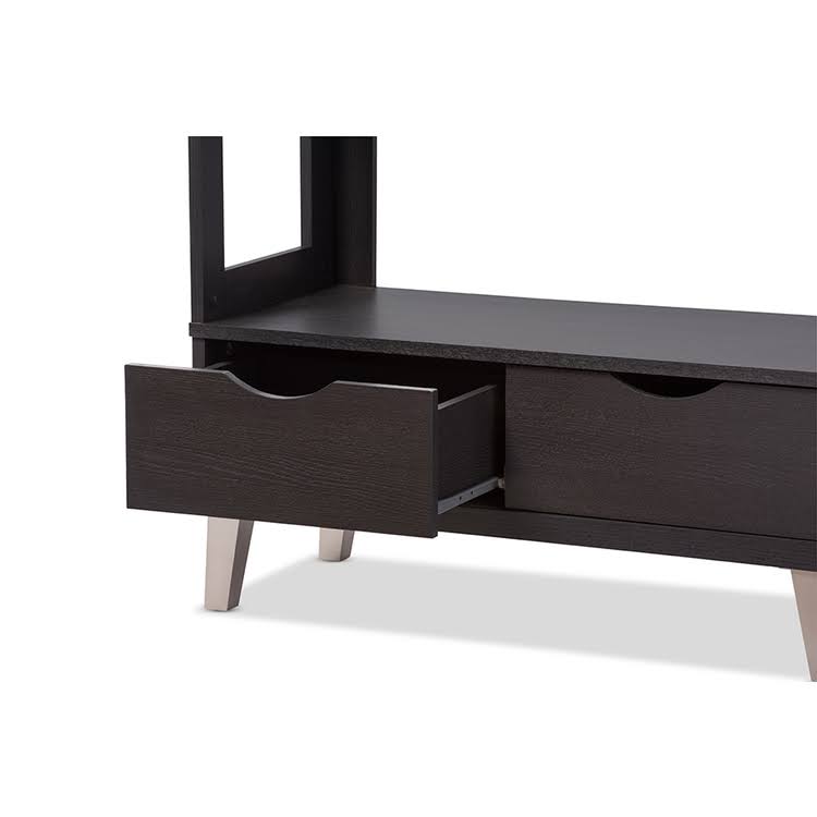 Dark Brown Wood Leaning Bookcase Y56357