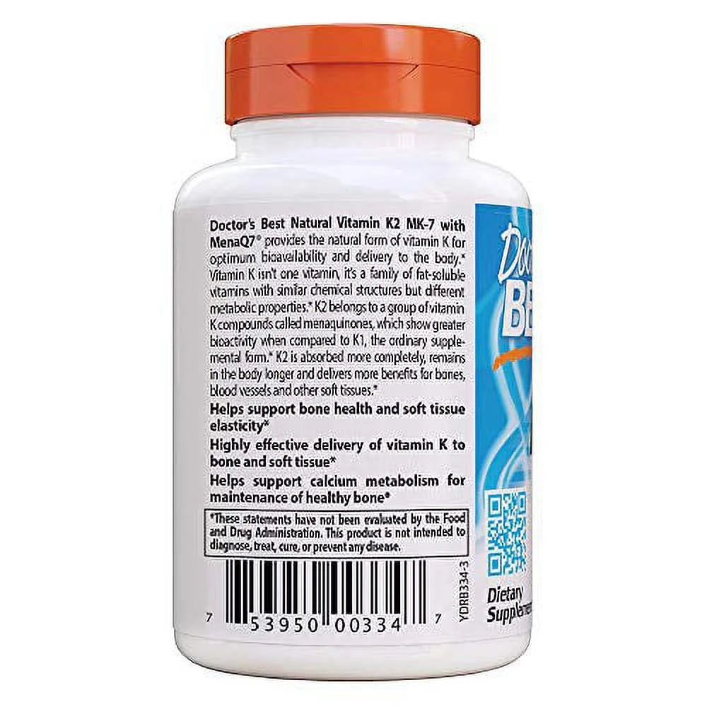Natural Vitamin K2 Mk-7 with MenaQ7, 60 Count I803
