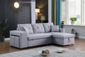 Light Gray Linen Reversible Sleeper Sectional with Storage Chaise D140313