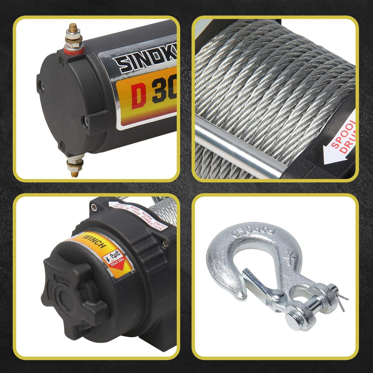 12VDC 3000LB UTV ATV Winch with Steel Cable Electric Winch Kit with Wireless Remote Control M4744