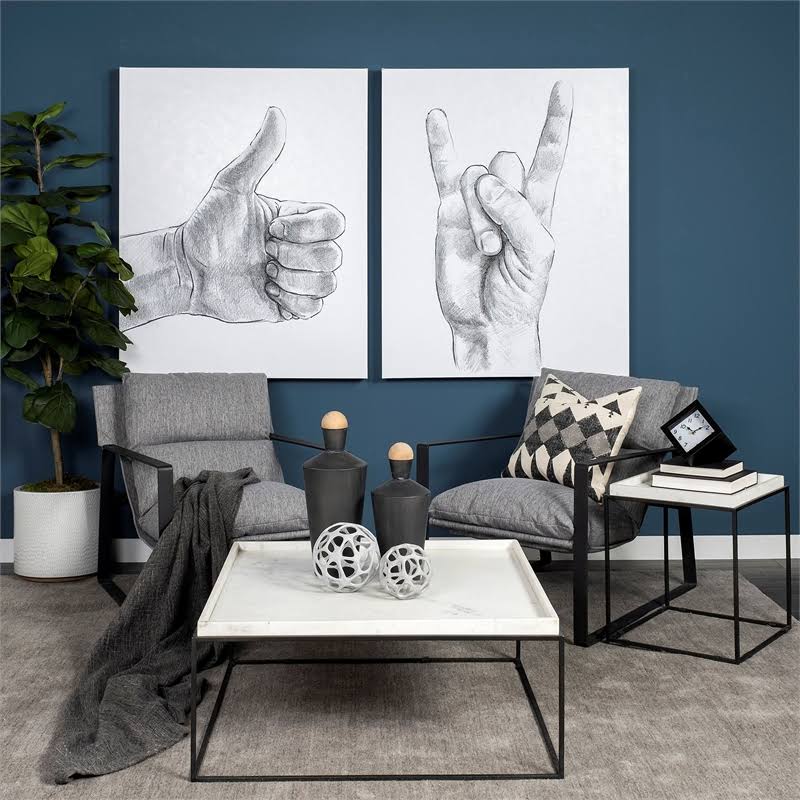 Castlerock Gray Metal Frame Sling Accent Chair S832798