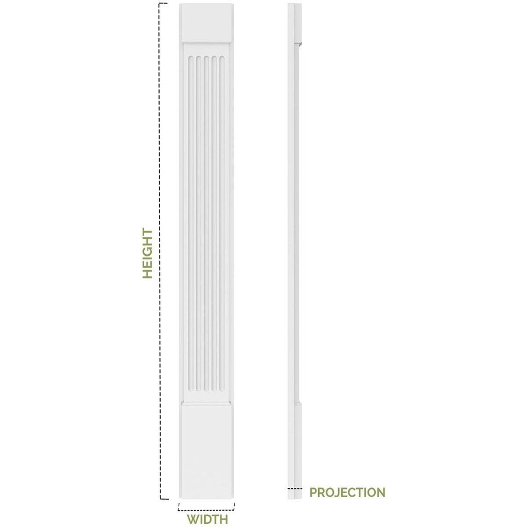 Two Equal Flat Panel PVC Pilaster with Decorative Capital & Base (Pair) S796