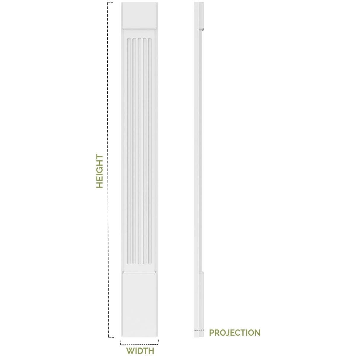 Two Equal Flat Panel PVC Pilaster with Decorative Capital & Base (Pair) S796