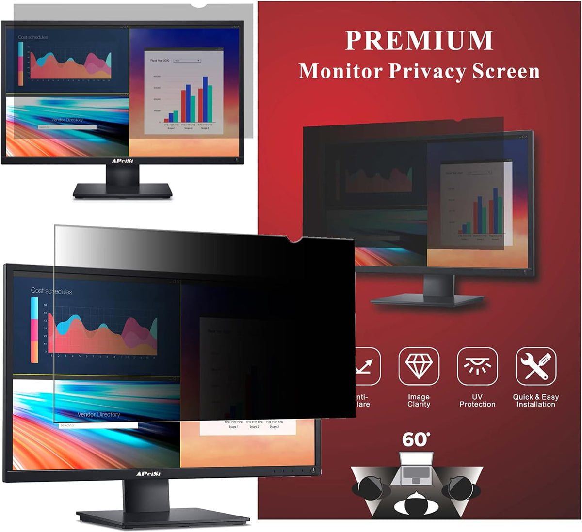 32 Inch Computer Privacy Screen Filter for 16:9 Widescreen Monitor, Anti-Glare, Anti-Blue Light J688