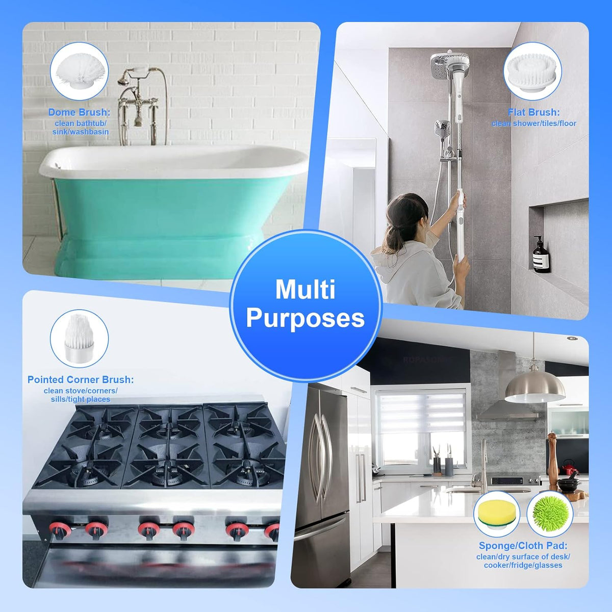 Cordless Electric Spin Scrubber with Adjustable Extension Handle (Grey) N972784
