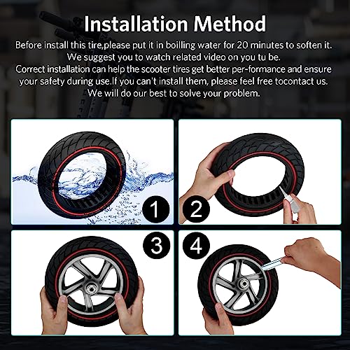 10x2.50 Solid Rubber Tubeless Scooter Tire 2pc Red Y8626