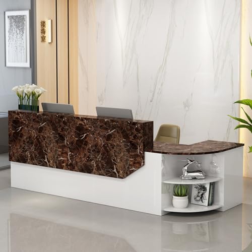Black+White Curved Reception Desk with Lockable Storage G6039