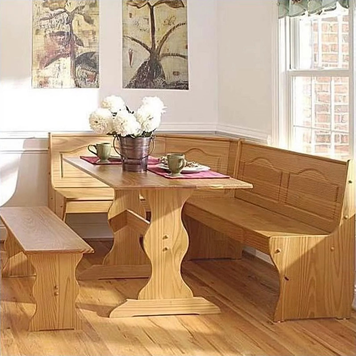 Natural Wood Corner Bench A280707