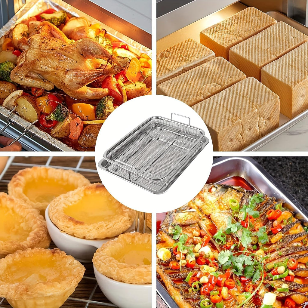 Stainless Steel Air Fryer Basket and Tray Set, 15.4" x 11.5" P698