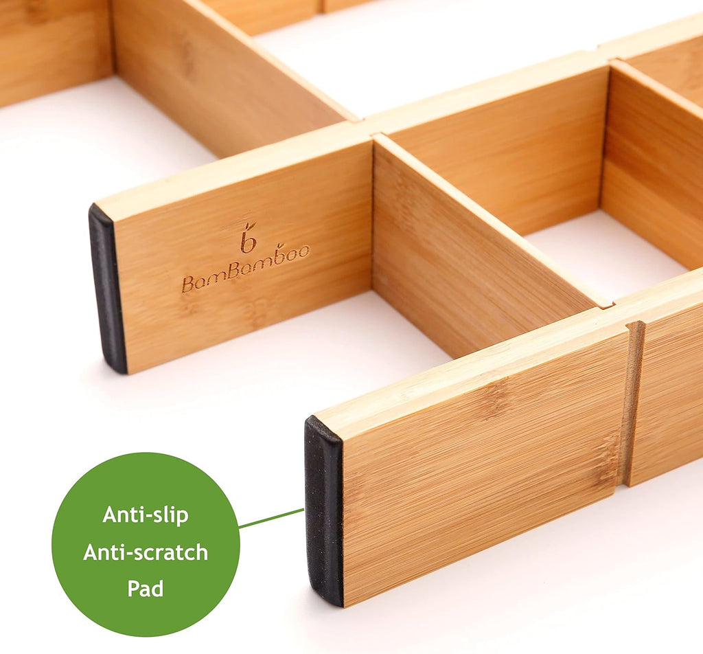 4 Pack Bamboo Drawer Dividers with 9 Inserts T32672