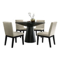 Black Wood 5 Pc Round Dining Table Set with Chairs D664799