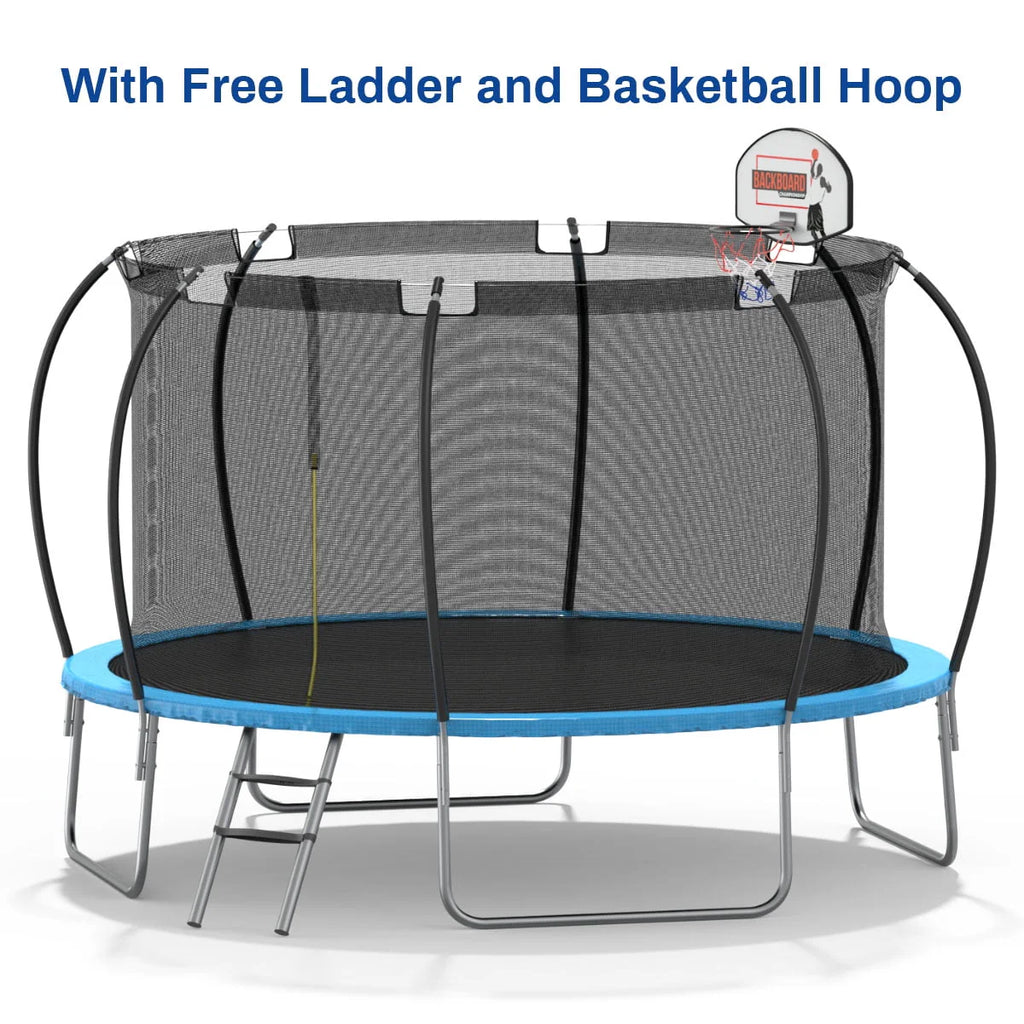 12 ft Trampoline with Enclosure and Basketball Hoop C739716