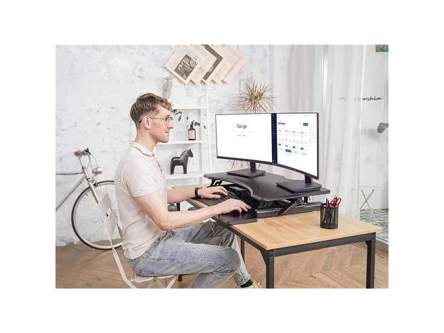 Standing Desk Converter with Height Adjustable Tabletop Workstation Riser Q39971
