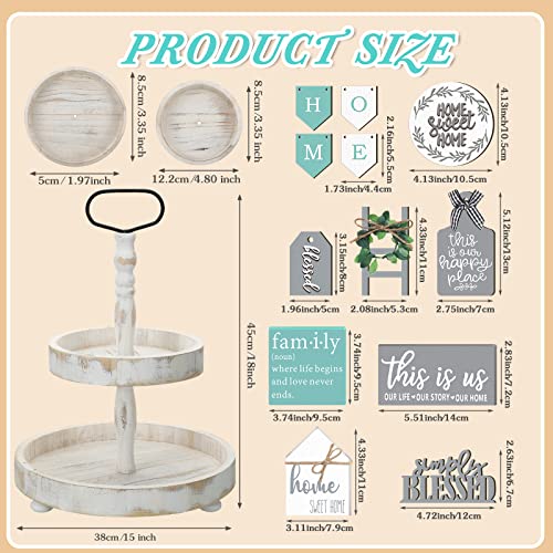 Two Tiered Tray with 11 Pcs Wooden Signs A474