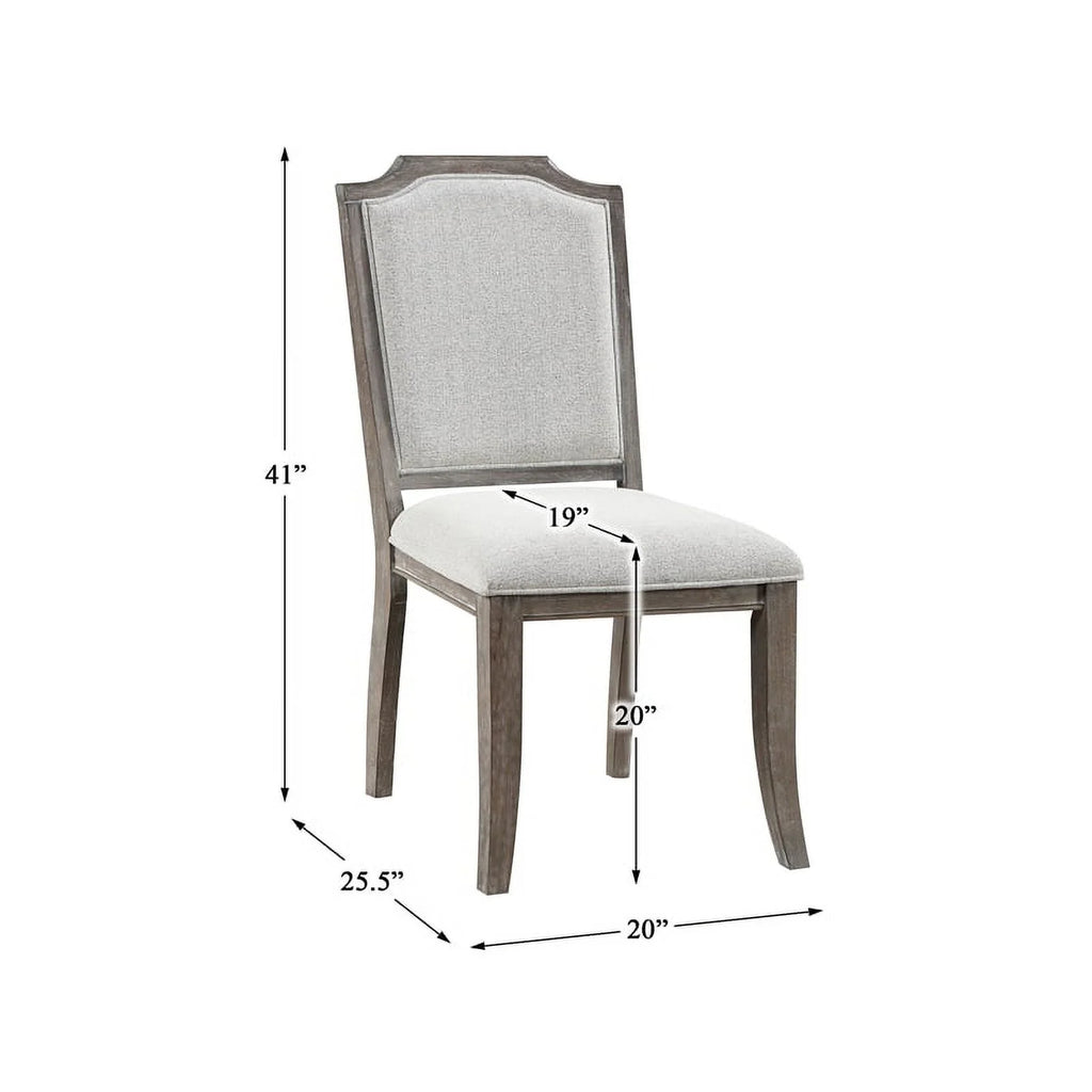 Brown Gray Wood Upholstery Dining Side Chair Set of 2 M97067