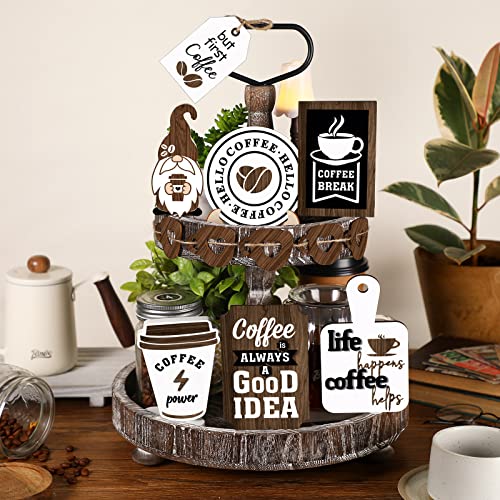 Two Tiered Tray with 11 Pcs Wooden Signs A474