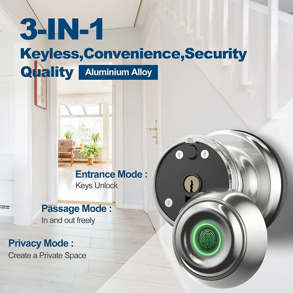 Smart Fingerprint Door Lock with App Control, Black F342