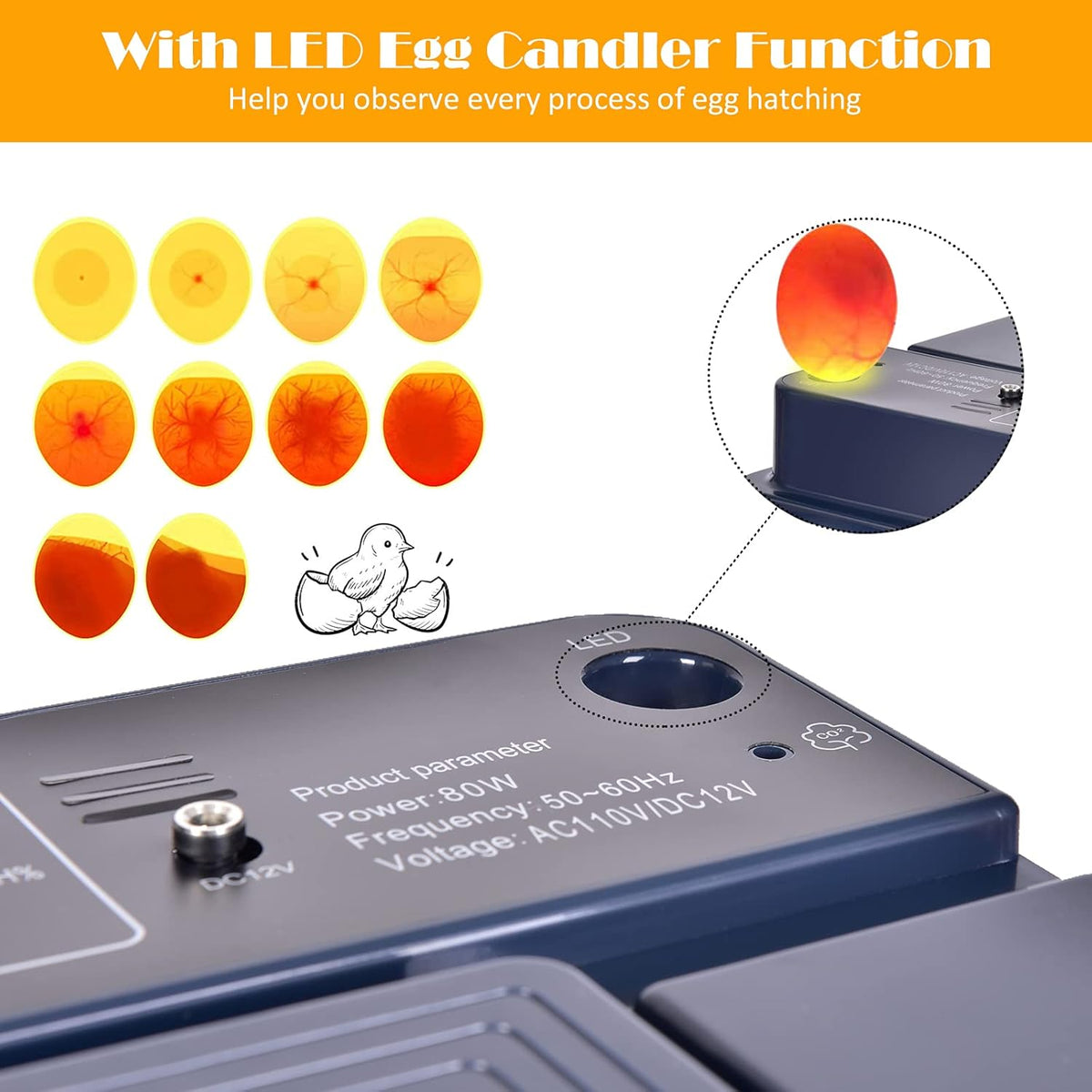 9-35 Digital Egg Incubator with Fully Automatic Turner, Humidity Control LED Candler Z474