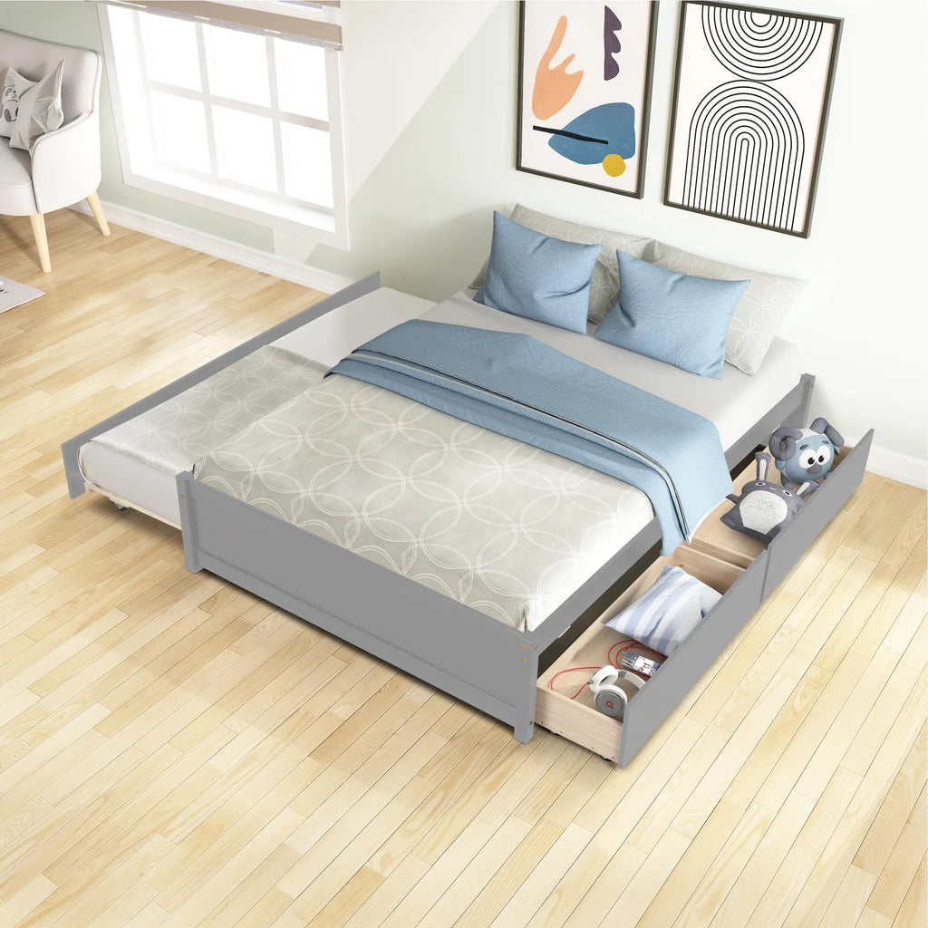 Full Bed with Twin Size Trundle and Two Drawers Z471