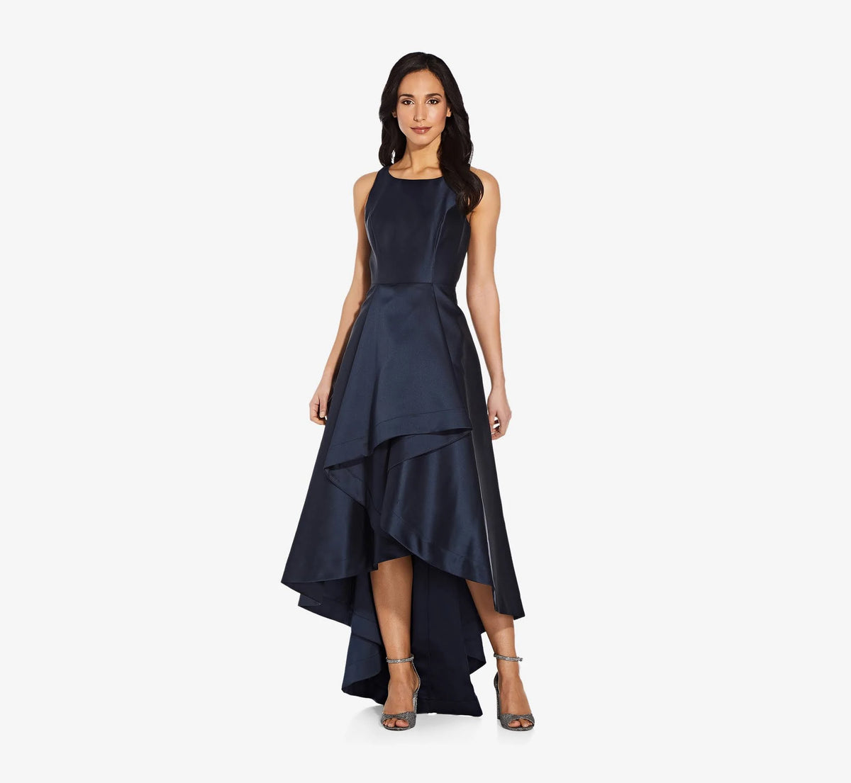 Navy High Low Mikado Gown B75228