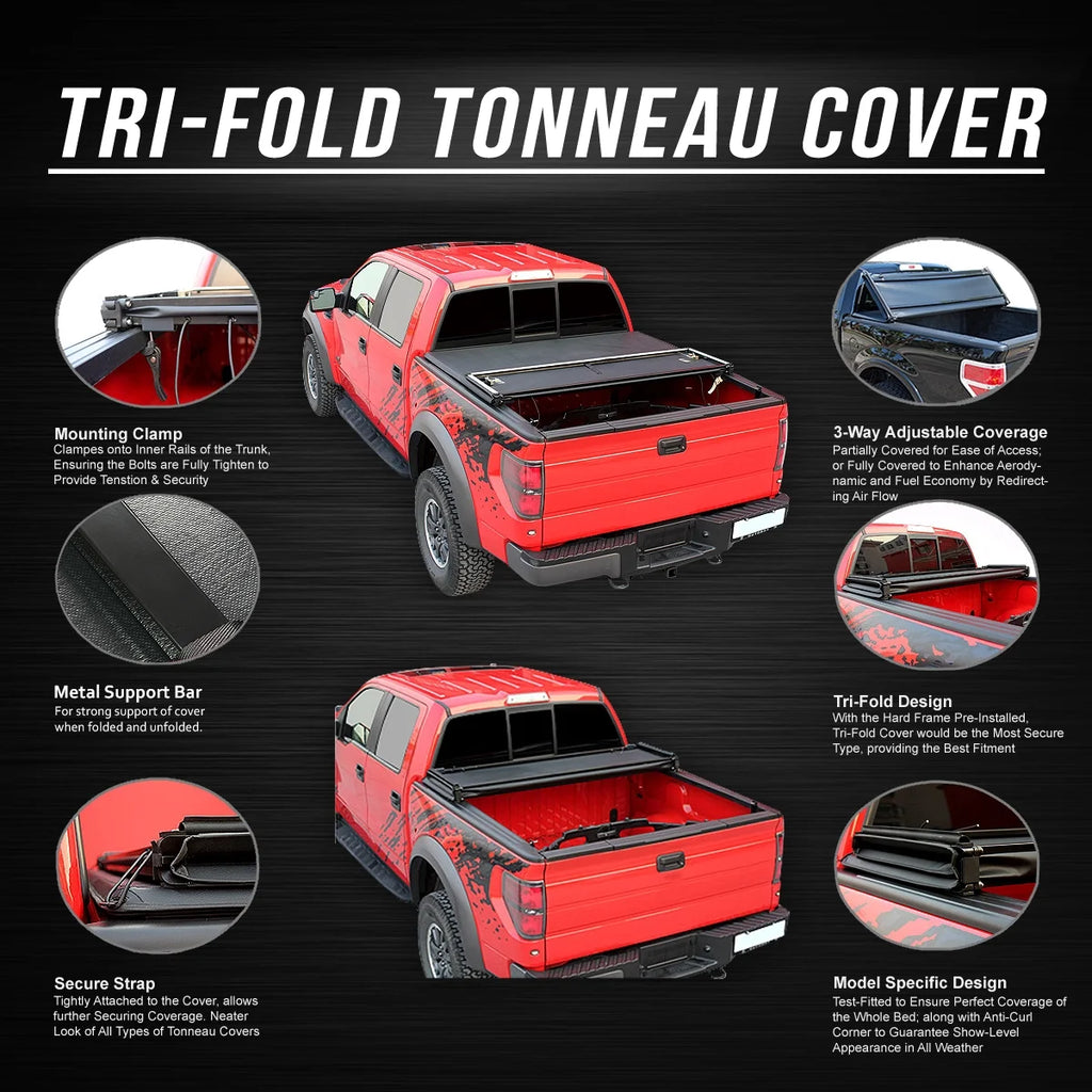 Adjustable Tri-Fold Soft Top Tonneau Cover P215